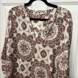 Maurices Cream 3/4 Sleeve Blouse with Mandarin Collar